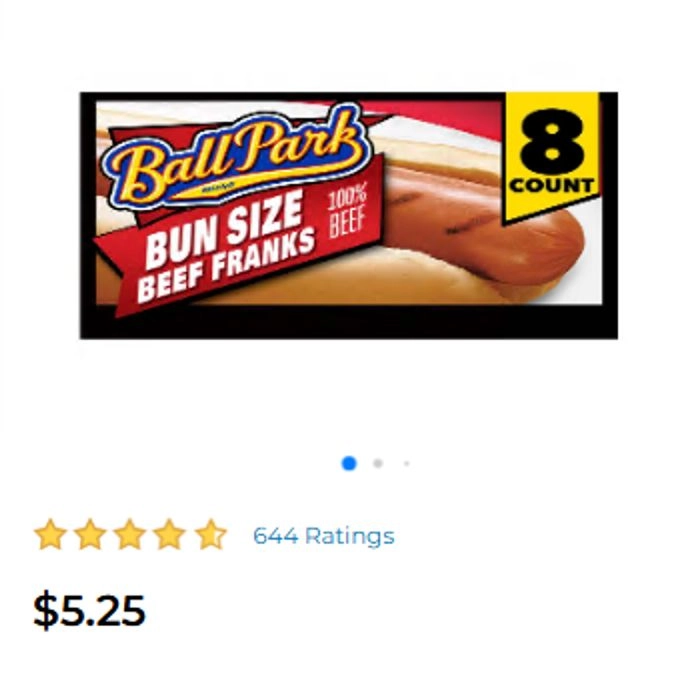 Ball Park Meat Franks Bun Length 15oz image