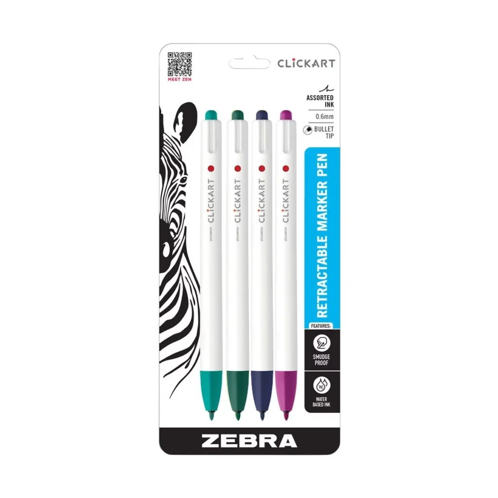 Zebra CLiCKART Marker Pens, 4 pk, Assorted image