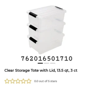 Clear Storage Tote with Lid, 13.5 qt, 3 ct image
