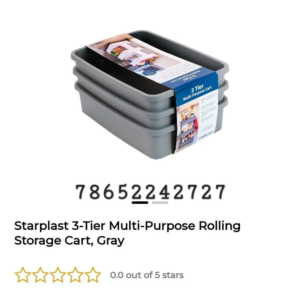 Starplast 3 – Tier Multi – Purpose Rolling Storage Cart, Gray image