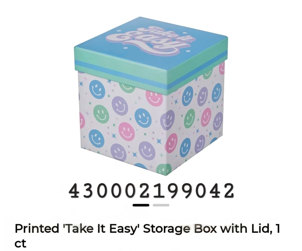 Printed ‘Take It Easy’ Storage Box with Lid, 1 image