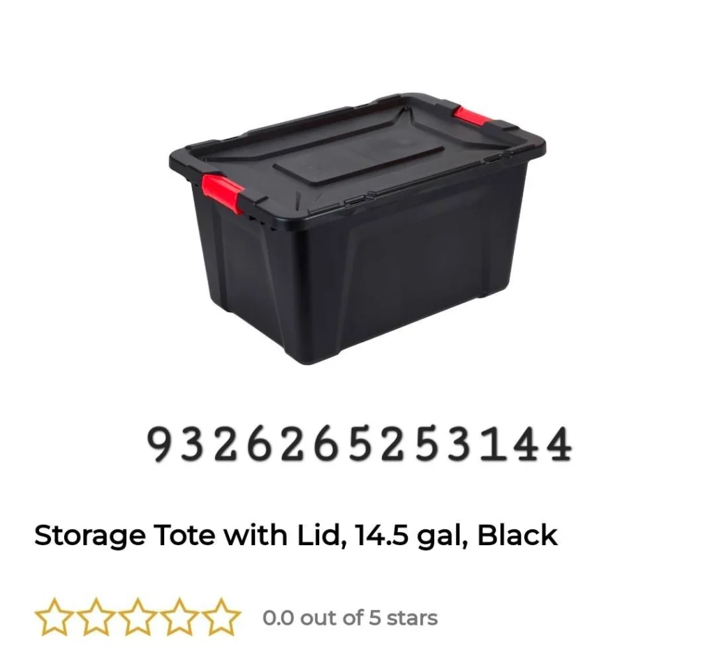 Storage Tote with Lid, 14.5 gal, Black image