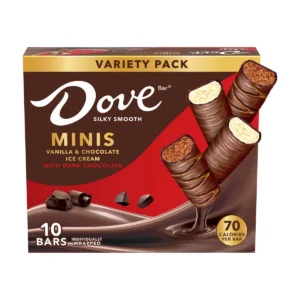 Dove Minis Ice Cream Bars Variety Pack Vanilla & Chocolate With Dark Chocolate, 10 ct image