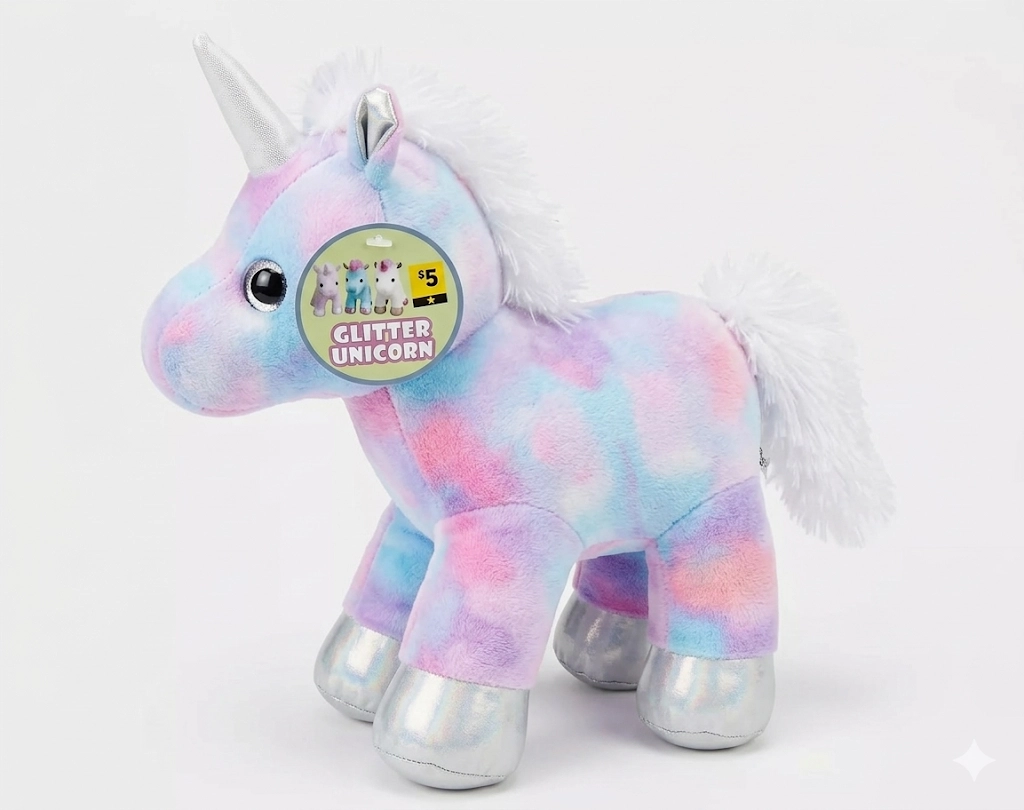Glitter Unicorn Plush (Pink/Blue Tie-Dye) image