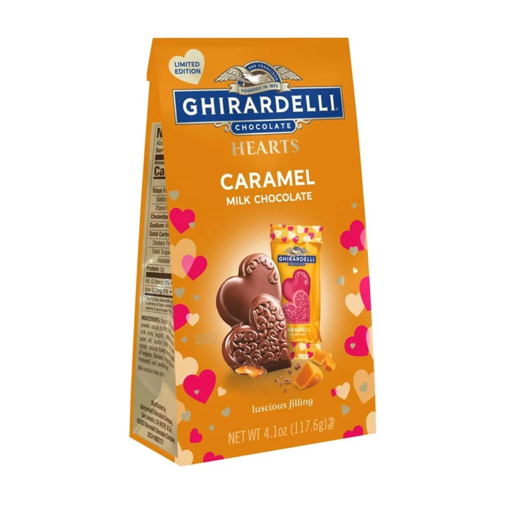 Ghirardelli Milk Chocolate Caramel Duet Hearts, 4.1 oz penny item image