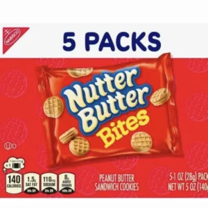 Nutter Butter Bites Peanut Butter Sandwich Cookies, 1 oz Packs, 5 ct